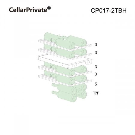Купить встраиваемый винный шкаф CellarPrivate винный шкаф встраиваемый, двухзонный на 17 бутылок (CP017-2TBH) в черном цвете со скрытой ручкой.