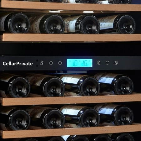 Купить встраиваемый винный шкаф CellarPrivate винный шкаф встраиваемый, двухзонный на 43 бутылки (CP043-2TBH) чёрный со скрытой ручкой