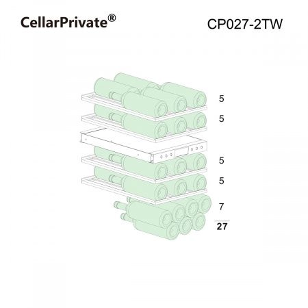Купить встраиваемый винный шкаф CellarPrivate винный шкаф встраиваемый, двухзонный на 27 бутылок (CP027-2TW)