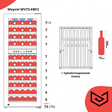 Купить отдельностоящий винный шкаф Meyvel MV73-KBF2