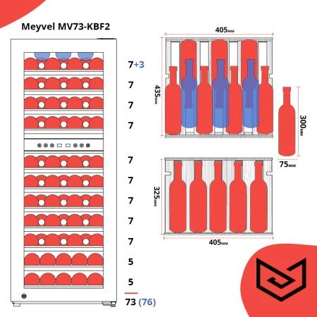 Купить отдельностоящий винный шкаф Meyvel MV73-KBF2