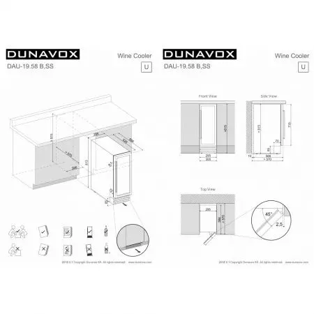 Купить встраиваемый винный шкаф Dunavox DAU-19.58W