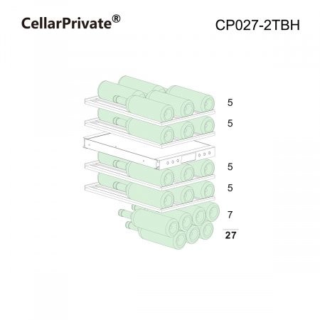 Купить встраиваемый винный шкаф CellarPrivate винный шкаф встраиваемый, двухзонный на 27 бутылок (CP027-2TBH) со скрытой ручкой